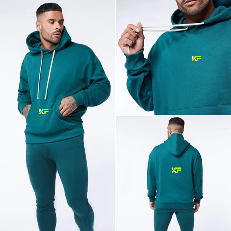 Casual Long-Sleeve Gym Hoodie with Zipper Pocket Sweatpants Set Sweat Suits Men′s 2 Piece Tracksuits Athletic Jogging Outfits